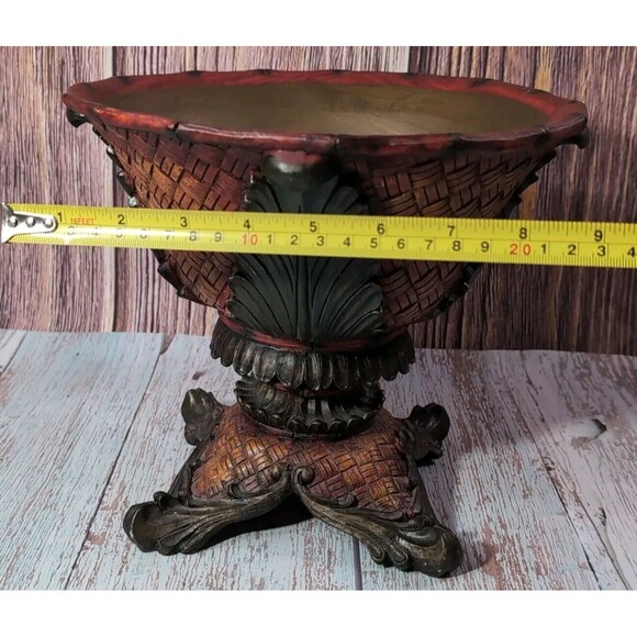 Rare  Exotic Artisan Ornate Footed Fruit Bowl  Pottery Centerpiece Heavy 4.4 lbs - Picture 8 of 17